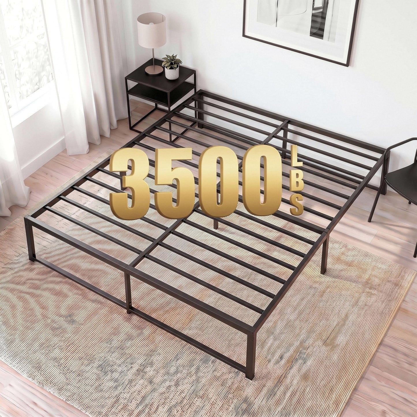 Sifurni 14 inch Bed Frame, Heavy Duty Metal Platform, No Box Spring Needed, Easy Assembly, Black