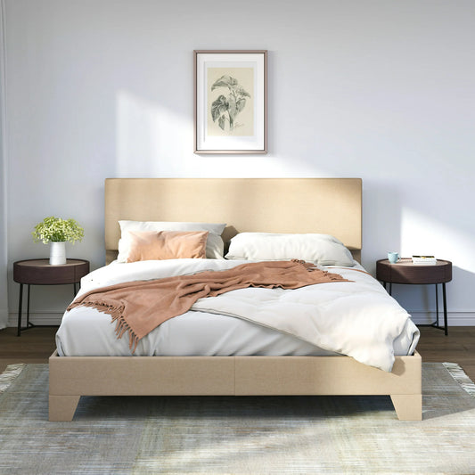 Sifurni Platform Bed Fame with Upholstered Adjustable Fabric Headboard