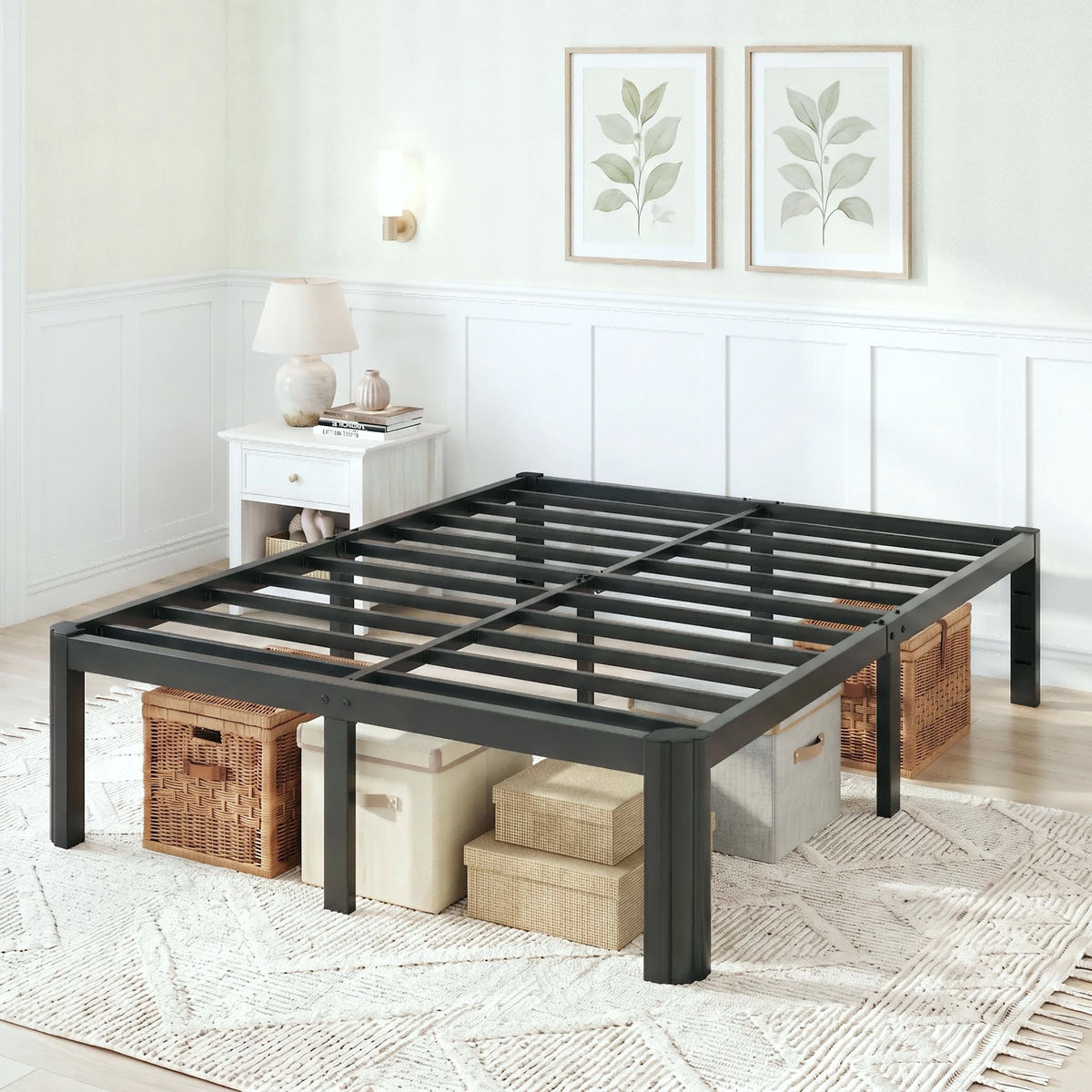 Sifurni Bed Frame with 12" Under-Bed Storage, Metal Platform Bed Frame, Easy Assembly, Heavy Duty