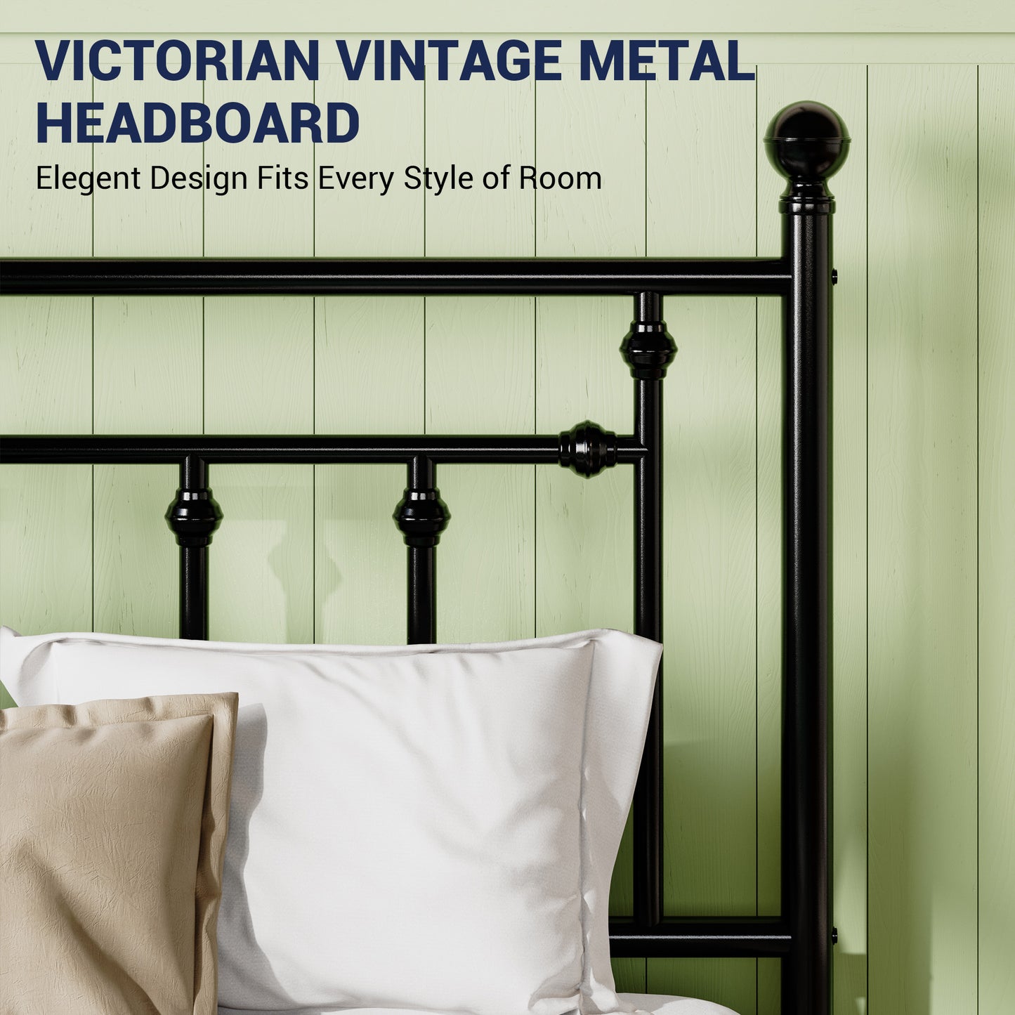 Sifurni Metal Platform Bed Frame with Victorian Vintage Headboard&Footboard, 12.4" Under-bed Storage, No Box Spring Needed