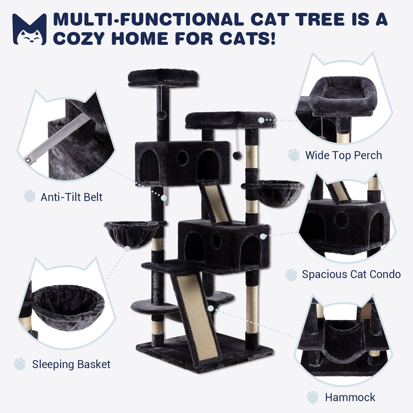 Sifurni Cat Tree Tower Condo for Cats