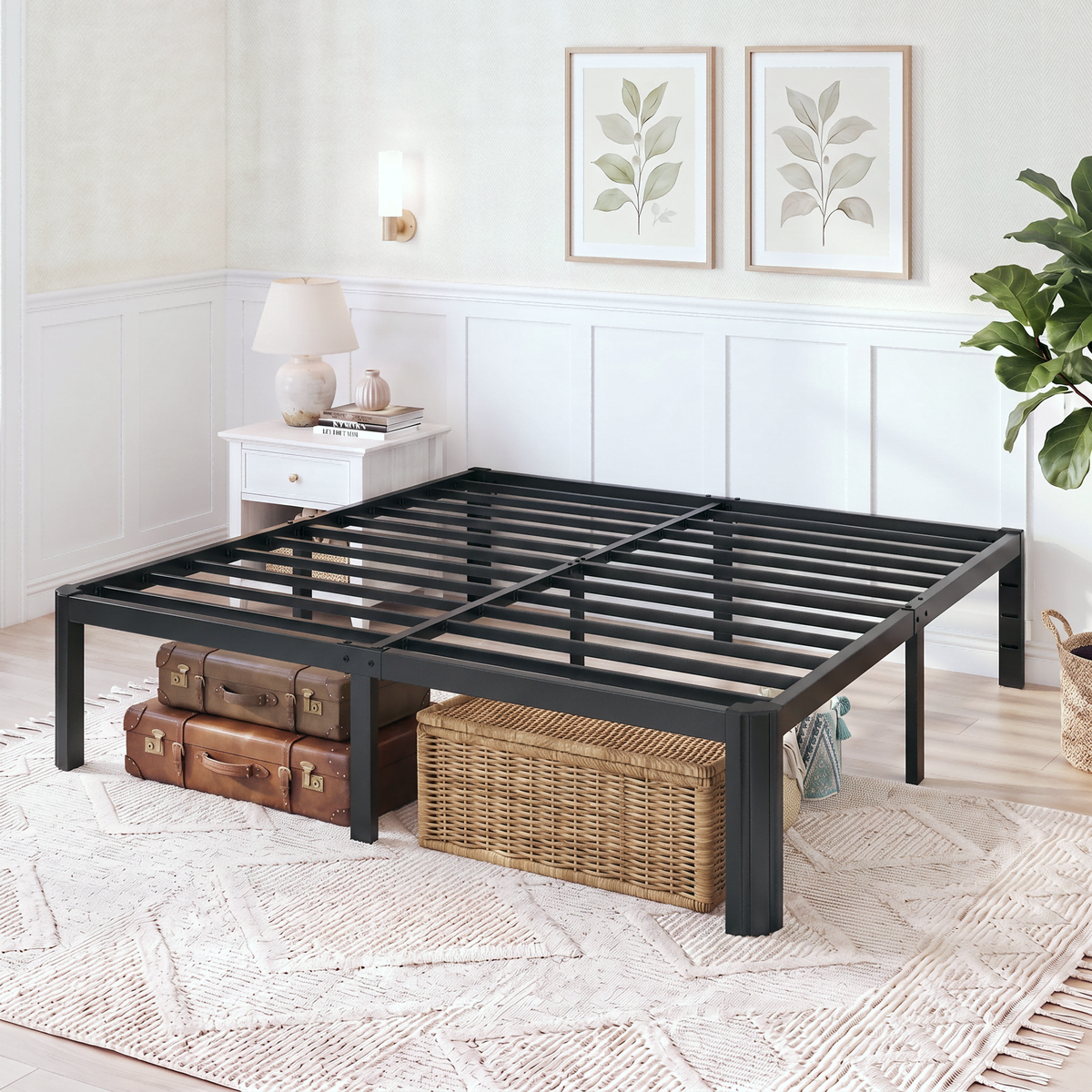 Sifurni Bed Frame with 12" Under-Bed Storage, Metal Platform Bed Frame, Easy Assembly, Heavy Duty