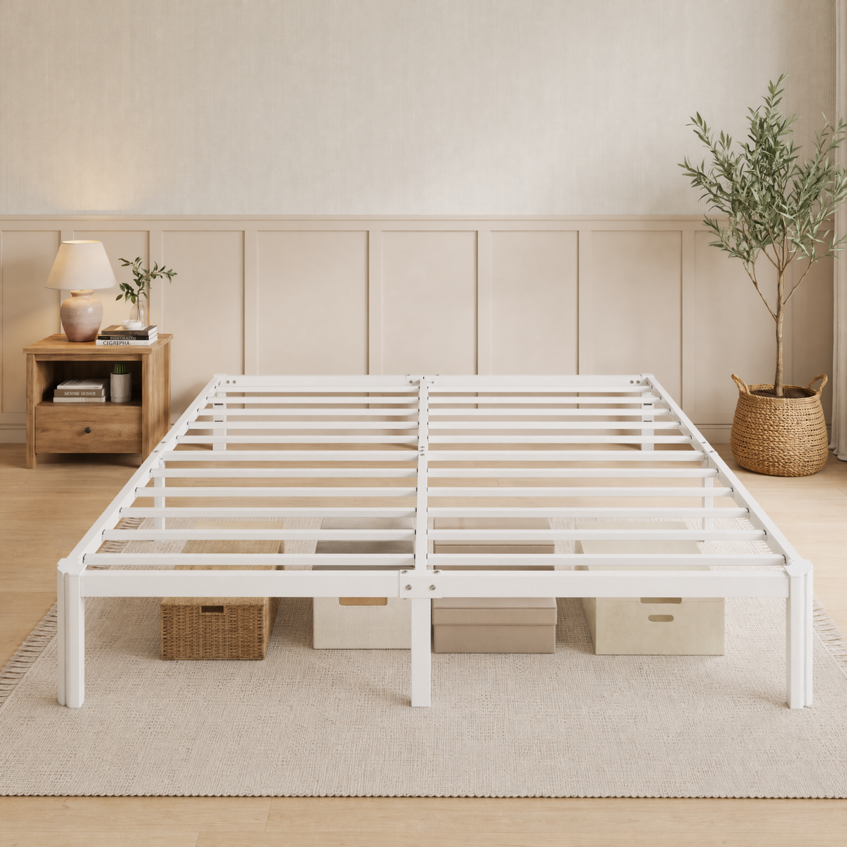 Sifurni Bed Frame with 12" Under-Bed Storage, Metal Platform Bed Frame, Easy Assembly, Heavy Duty