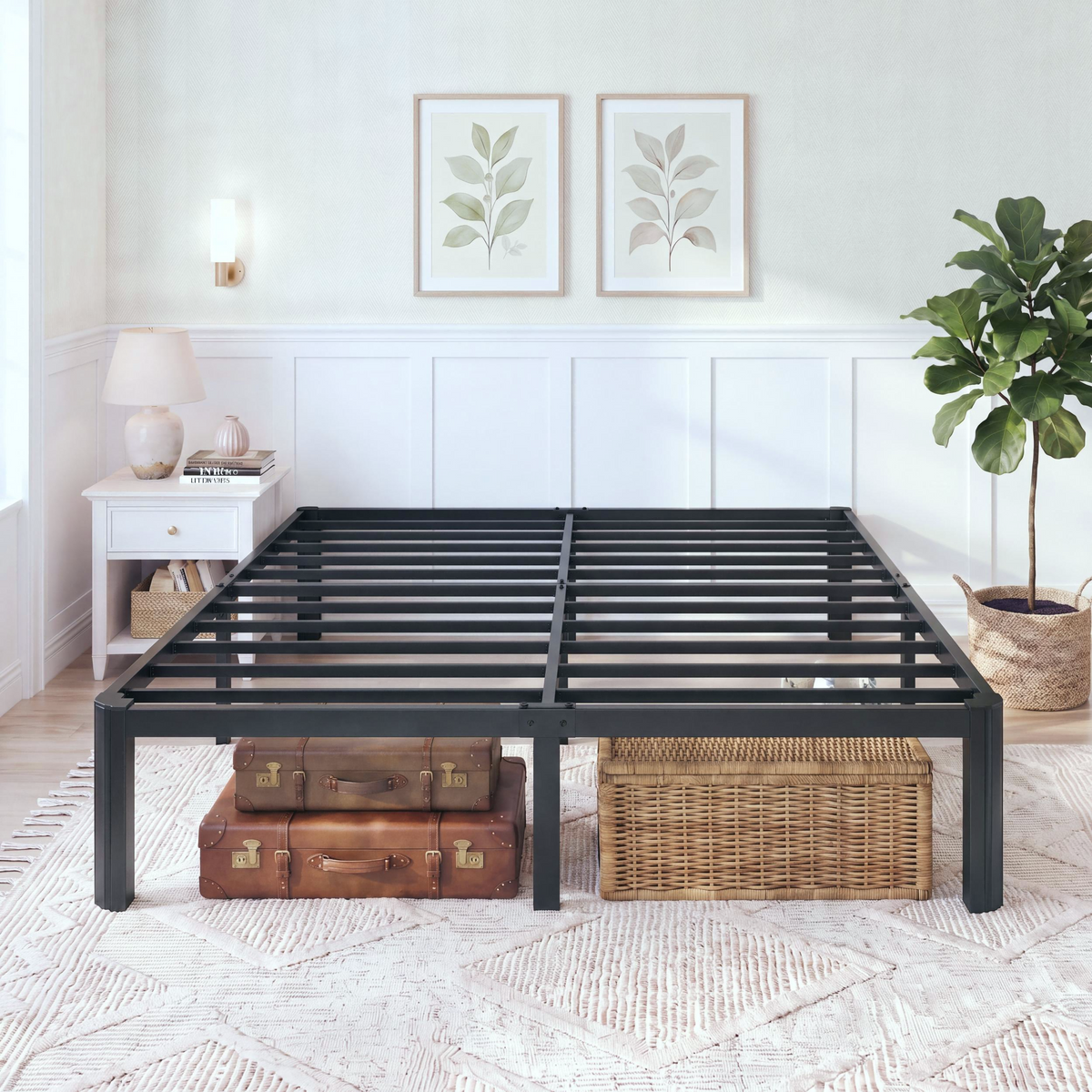 Sifurni Bed Frame with 12" Under-Bed Storage, Metal Platform Bed Frame, Easy Assembly, Heavy Duty