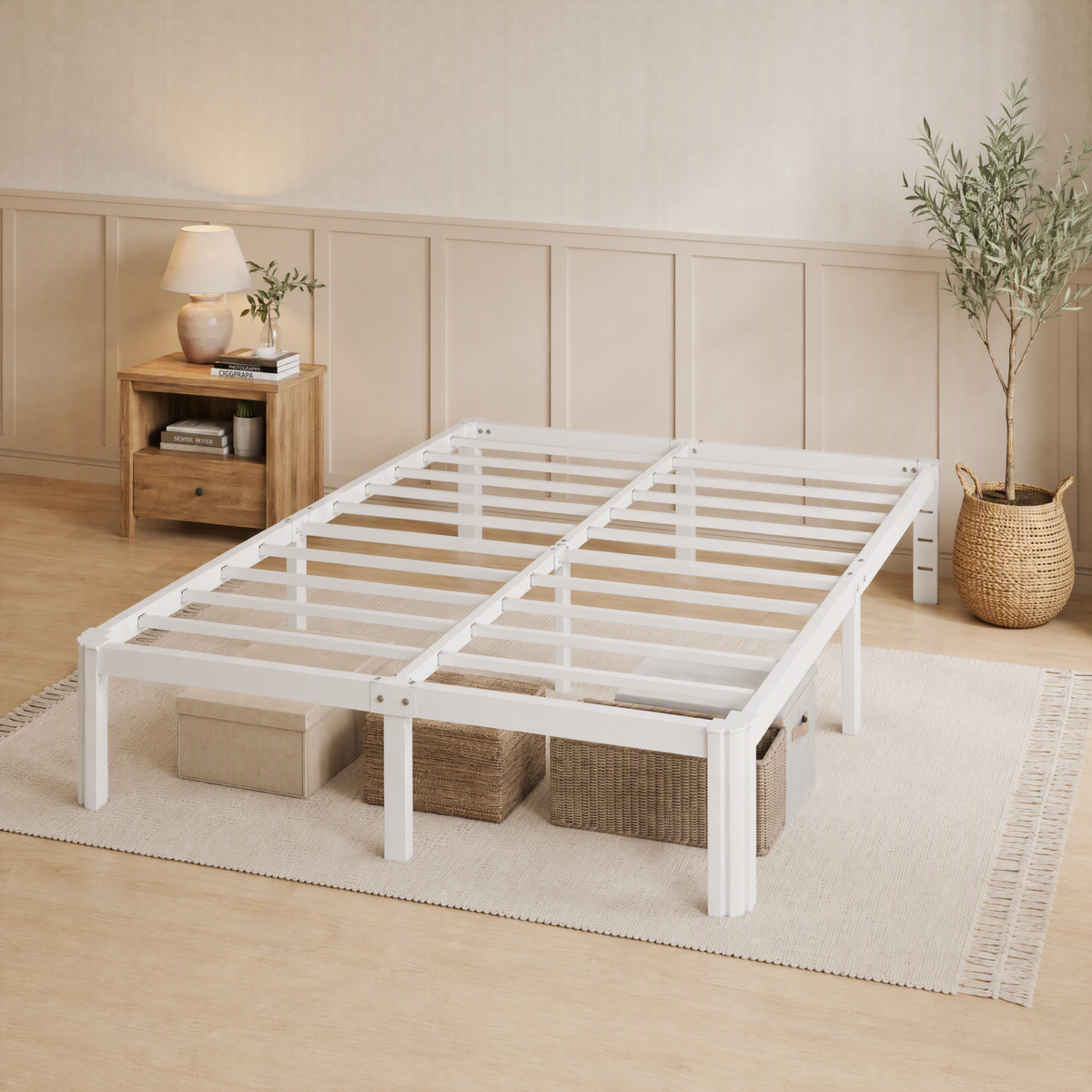 Sifurni Bed Frame with 12" Under-Bed Storage, Metal Platform Bed Frame, Easy Assembly, Heavy Duty
