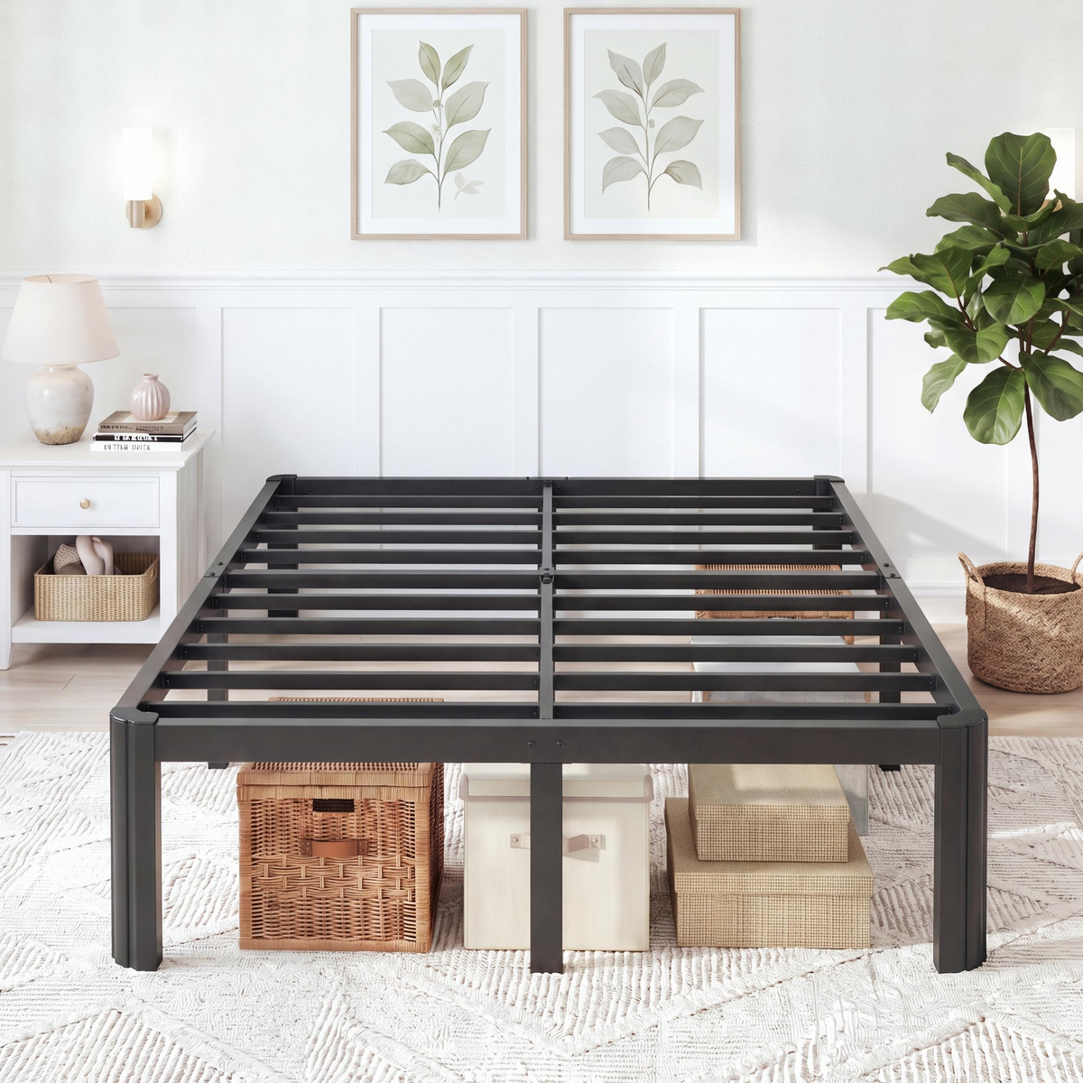 Sifurni Bed Frame with 12" Under-Bed Storage, Metal Platform Bed Frame, Easy Assembly, Heavy Duty