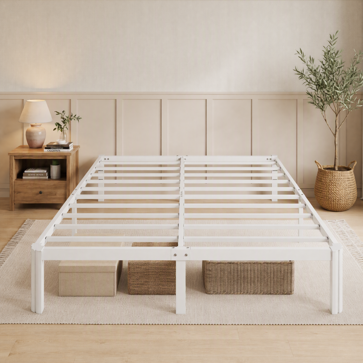 Sifurni Bed Frame with 12" Under-Bed Storage, Metal Platform Bed Frame, Easy Assembly, Heavy Duty