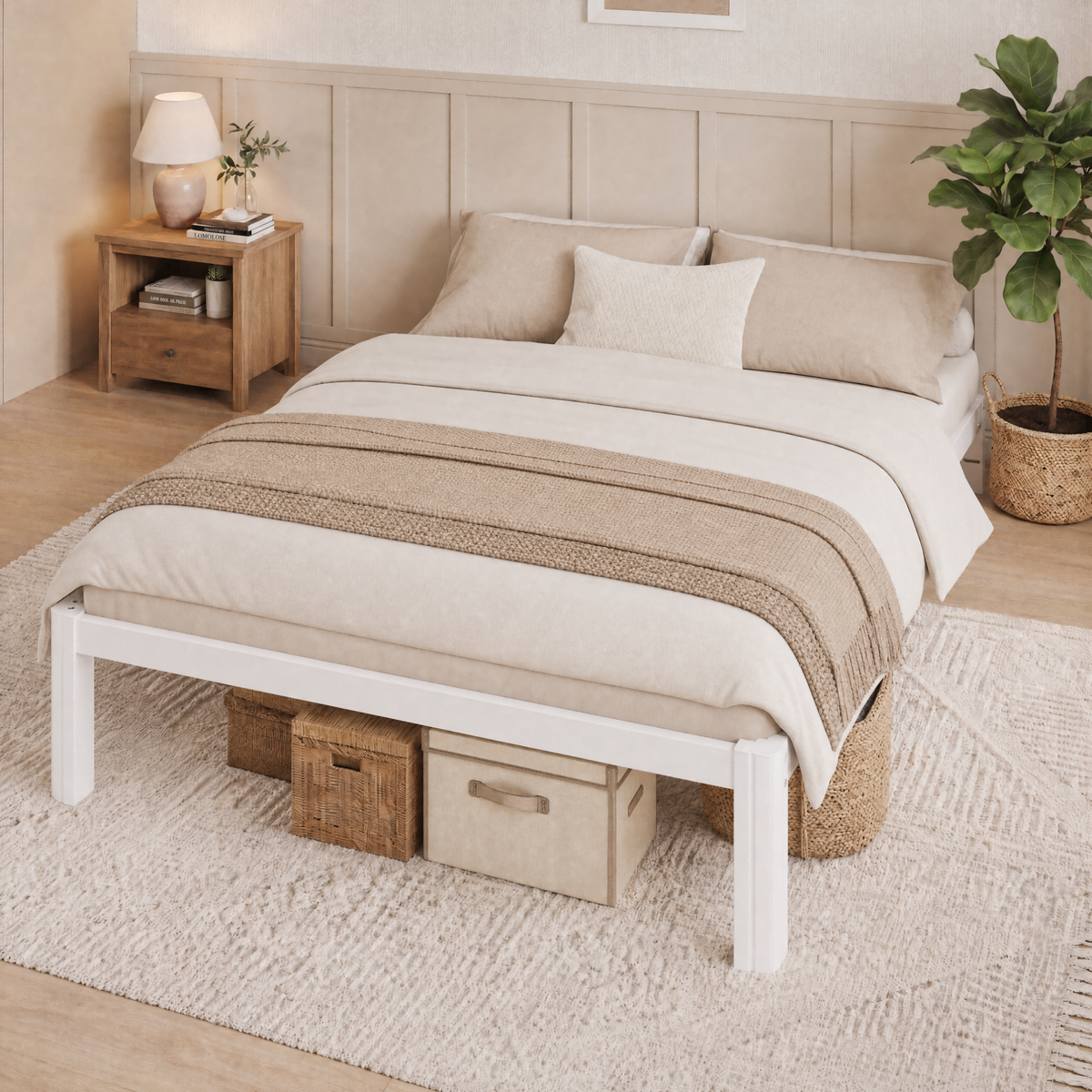 Sifurni Bed Frame with 12" Under-Bed Storage, Metal Platform Bed Frame, Easy Assembly, Heavy Duty