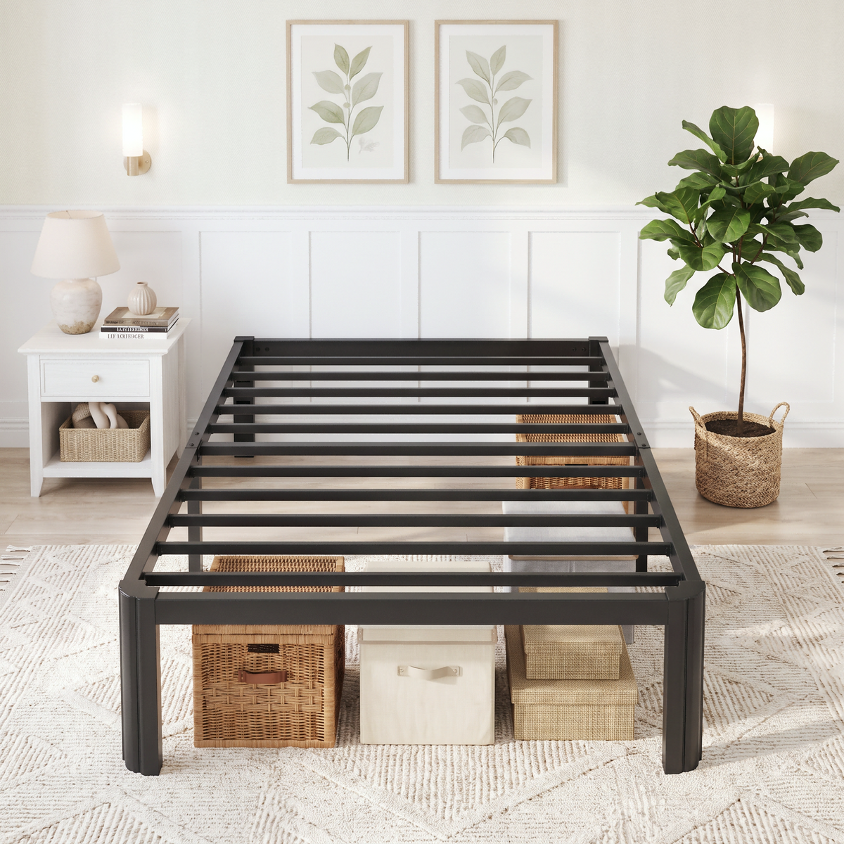 Sifurni Bed Frame with 12" Under-Bed Storage, Metal Platform Bed Frame, Easy Assembly, Heavy Duty