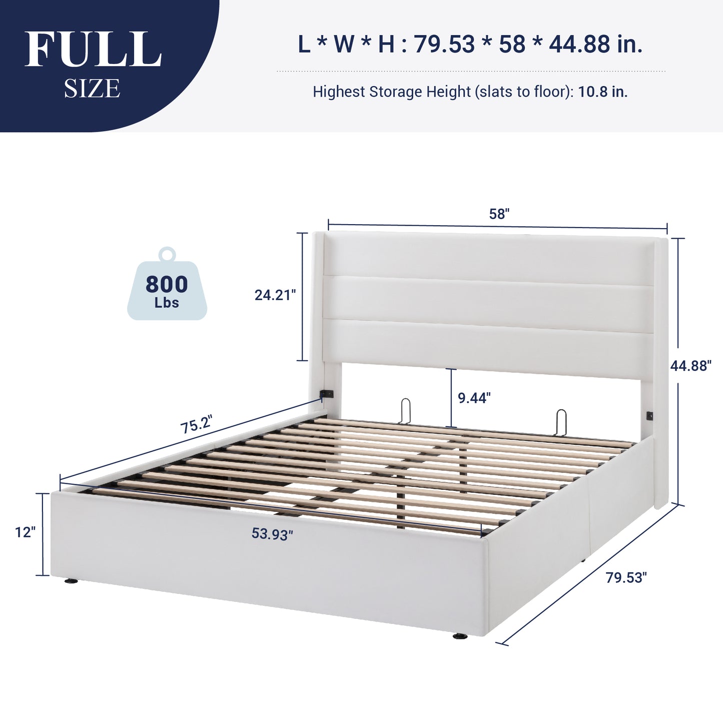 Sifurni Velvet Lift up Hydraulic Storage Platform Bed Frame with Panel Upholstered Wingback Headboard