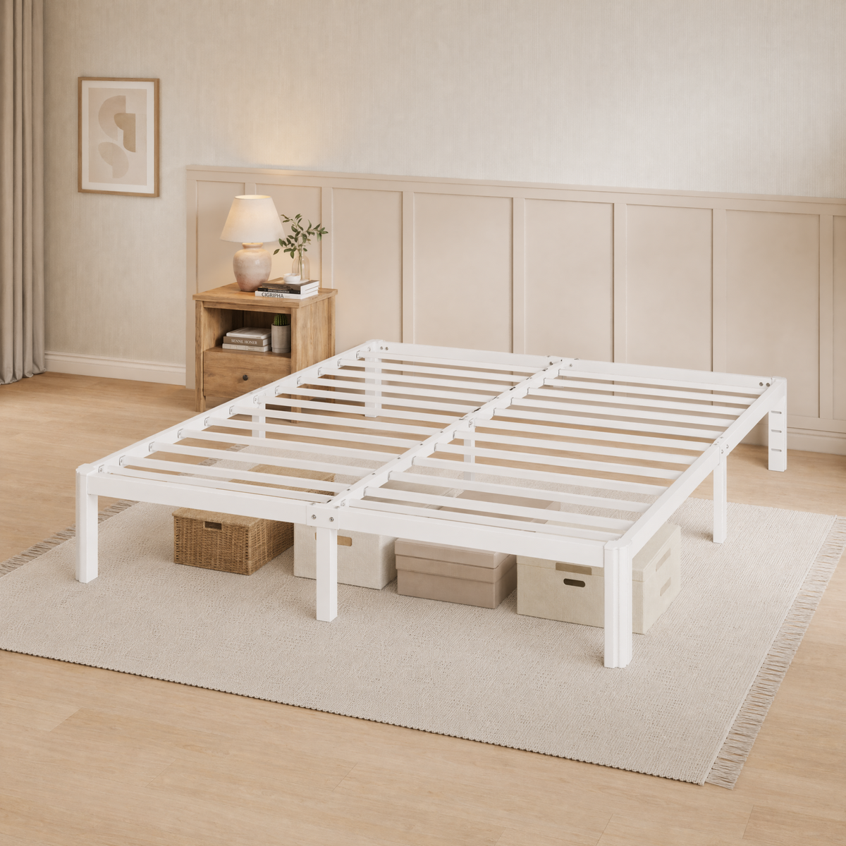Sifurni Bed Frame with 12" Under-Bed Storage, Metal Platform Bed Frame, Easy Assembly, Heavy Duty