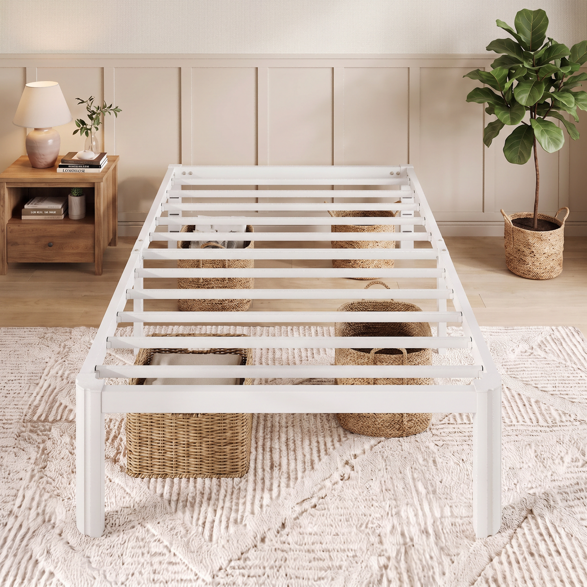 Sifurni Bed Frame with 12" Under-Bed Storage, Metal Platform Bed Frame, Easy Assembly, Heavy Duty